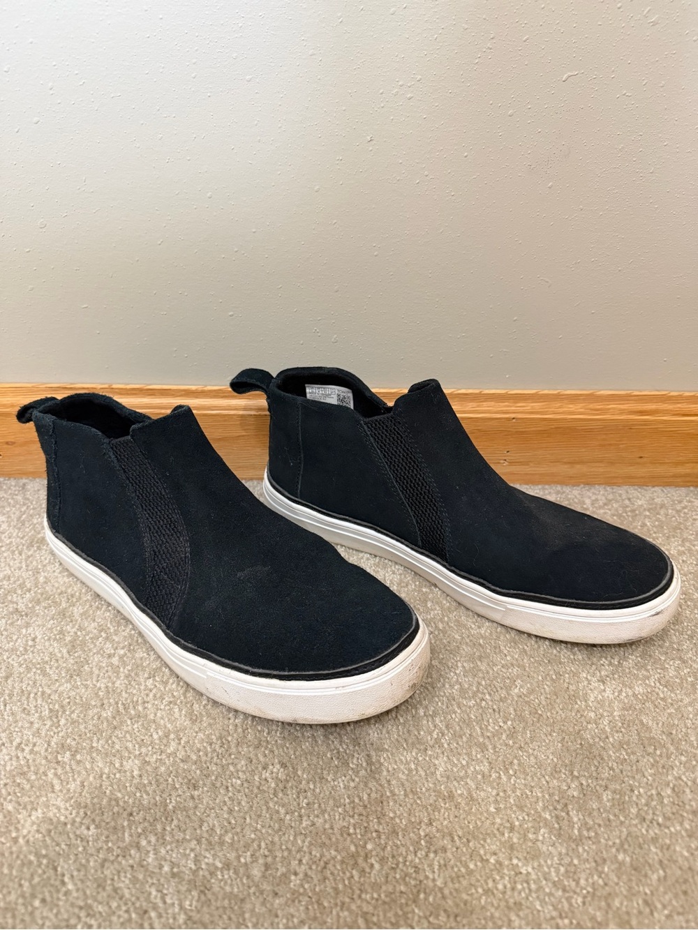 TOMS Bryce Suede Sneaker Booties Black Chelsea Ankle Boots Slip On Women Size 10